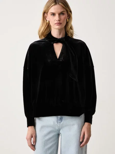 Armani Exchange hanorac pentru femei din velur negru