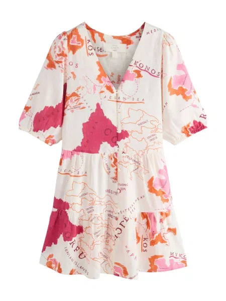 Next Rochie tip bluză portocaliu / roz deschis / roz închis / lână alb