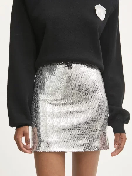 Fustă tip creion Rotate argintiu