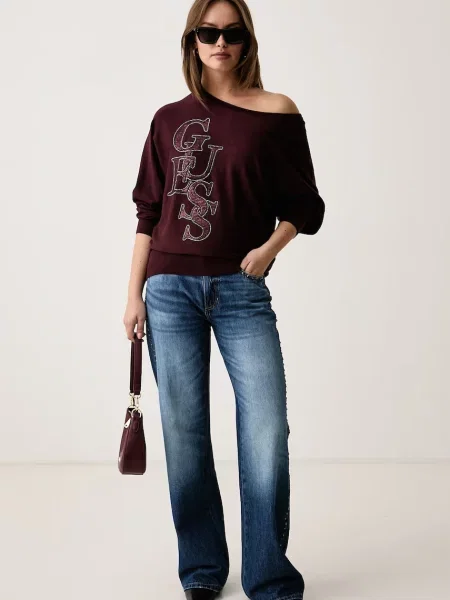 GUESS Pulover ESMERALDA bordeaux / argintiu roșu