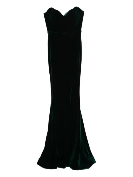 Rochie maxi Cristallini de catifea de costum verde