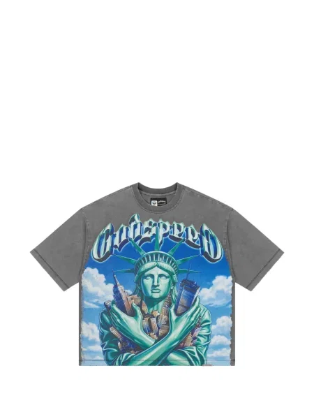 Tricou Godspeed cu imagine gri