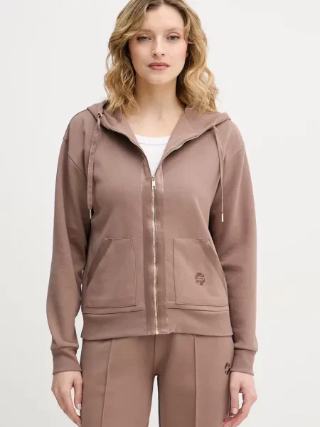 BOSS hanorac cu și glugă pentru femei cu Shiny B Jacket H. maro