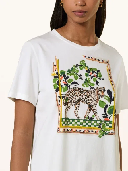 Marc Cain Koszulka Z Kamieniami Ozdobnymi weiss biała