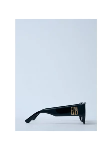 Lniane okulary przeciwsłoneczne Balenciaga z logo czarne