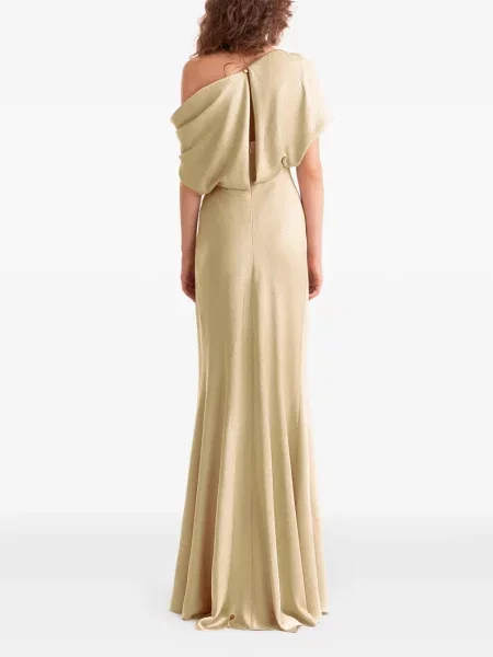 Sukienka maxi Gemy Maalouf na sprzączkę asymetryczna drapowana złota