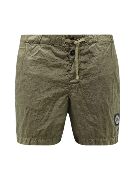 Lniane szorty Stone Island z kamieniami zielone