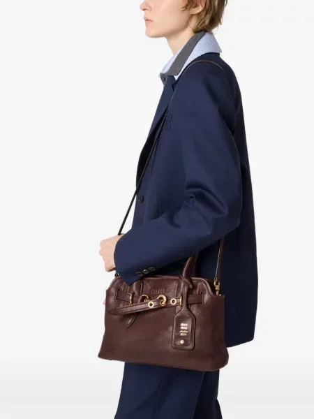 Geanta de piele Miu Miu din piele maro