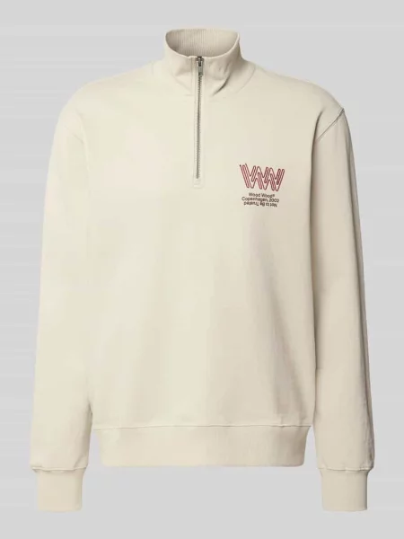 Bluza o kroju regular fit z kołnierzem i zamkiem błyskawicznym model ‘Jack’ Wood Wood beżowa