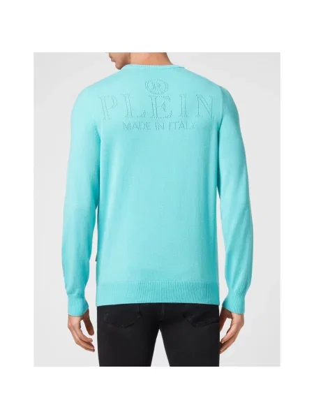 Sweter Philipp Plein z okrągłym dekoltem niebieski