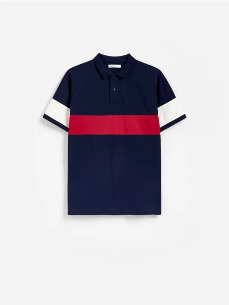 Reserved Tricou polo comfort fit bleumarin