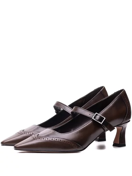 Czółenka Poche Paris na sprzączkę na ramiączkach brązowa