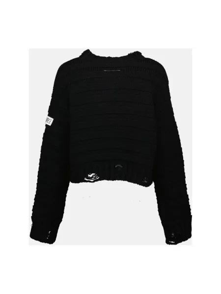 Maison Margiela Swetry Kobieta M Wełniany Sweter z Okrągłym Dekoltem czarny