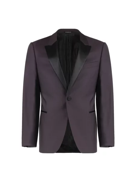 Garnitur Emporio Armani wełniany z kołnierzem fioletowy