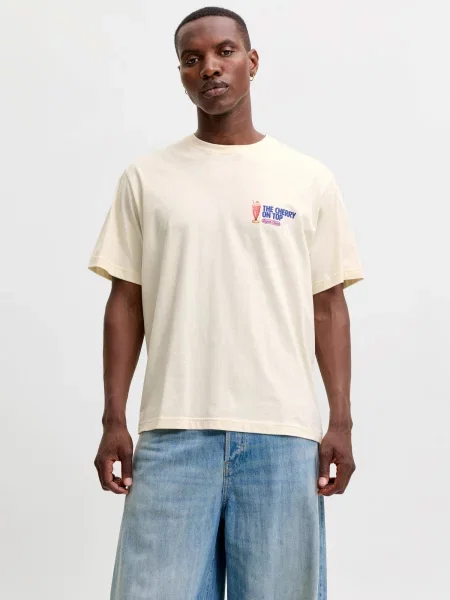 JACK & JONES Tricou JORRANDOM albastru închis / rosé / sângeriu / lână alb