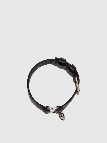 Шкіряний браслет з підвіскою Alexander Mcqueen чорний