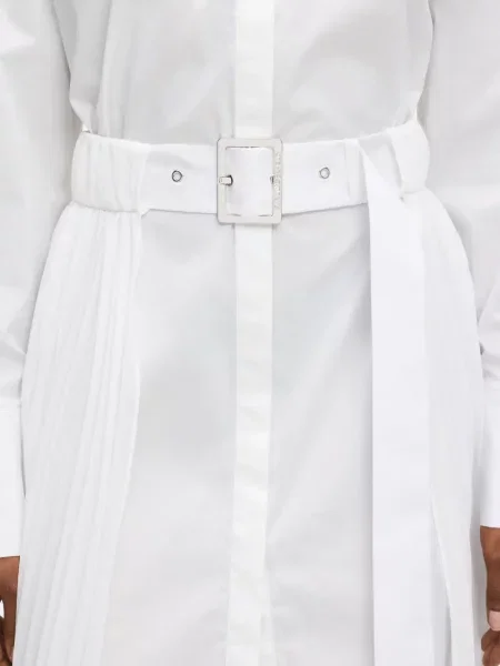 Rochie tip cămașă Karl Lagerfeld plisată de costum alb