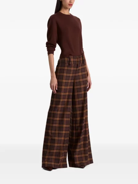 Pantaloni Alice + Olivia în carouri maro