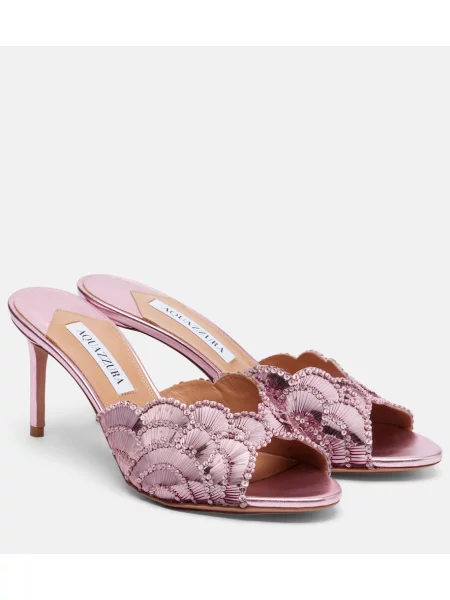 Papuci tip mules Aquazzura roz