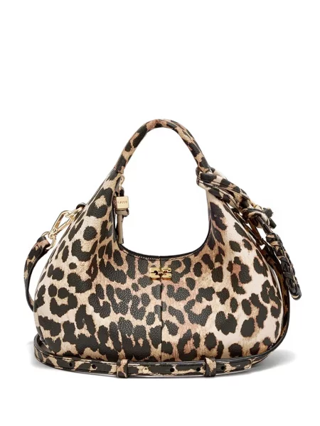 Geantă shopper Ganni cu imagine cu model leopard
