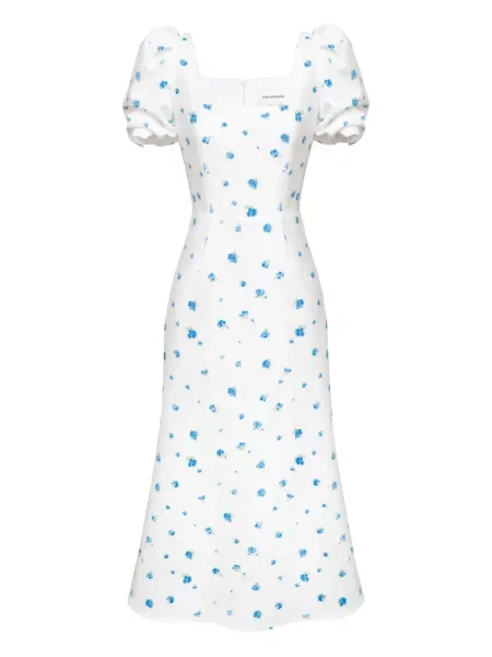 Rochie Post Meridiem cu model floral de costum alb