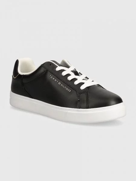 Bőr tornacipő Tommy Hilfiger fekete