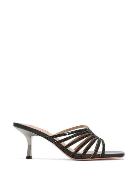 Papuci tip mules Nicoli cu bretele negru