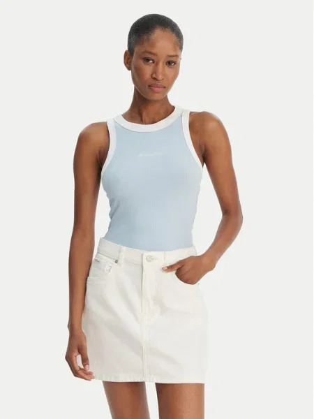 Top din denim Guess Jeans albastru