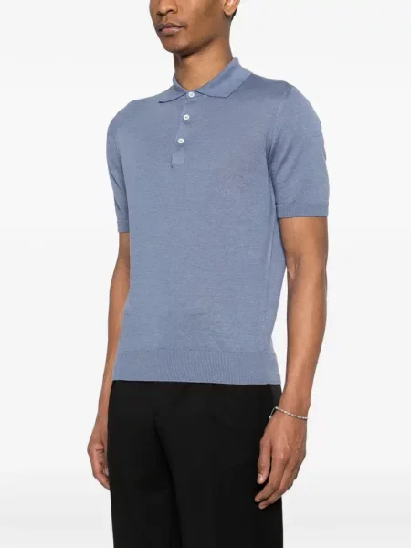 Lanena polo majica Drumohr plava