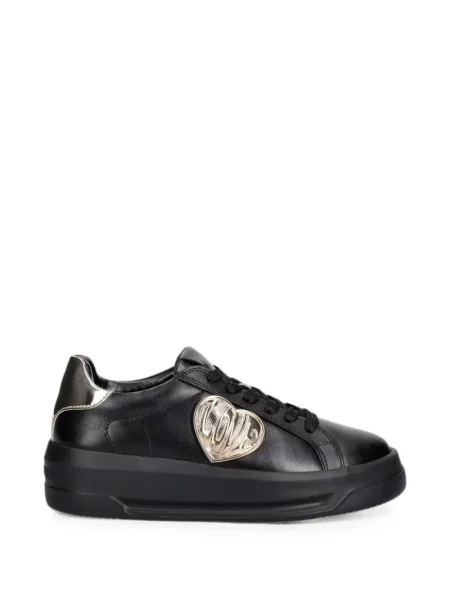 Sneakerși Love Moschino cu motiv cu inimi cu autograf negru