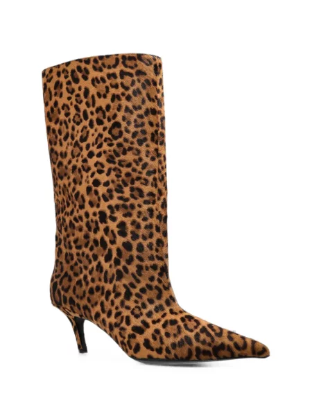 Cizme Amina Muaddi cu imagine cu model leopard maro