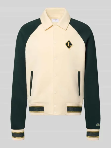 Bluza rozpinana o kroju regular fit z mieszanki bawełny Lacoste beżowa