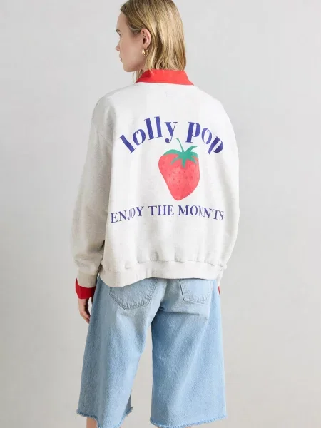 Lollys Laundry Mikina Sydney svetlosivá / modrofialová / čerešňová