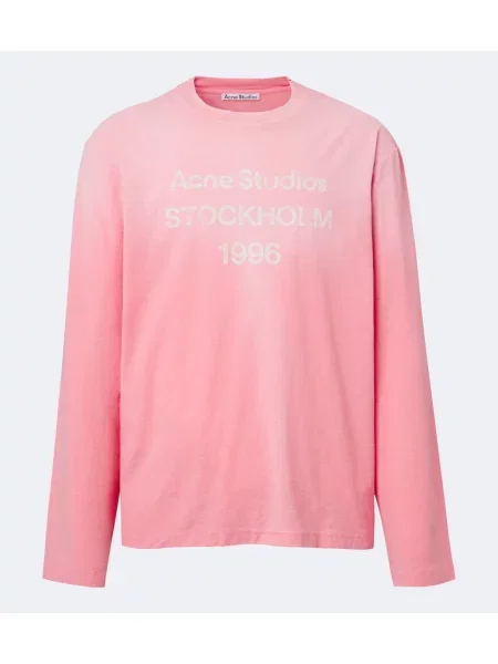 Tricou Acne Studios din jerseu cu autograf roz