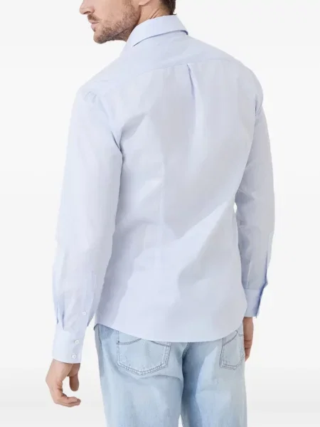 Cămașă Brunello Cucinelli din țesătură twill albastru
