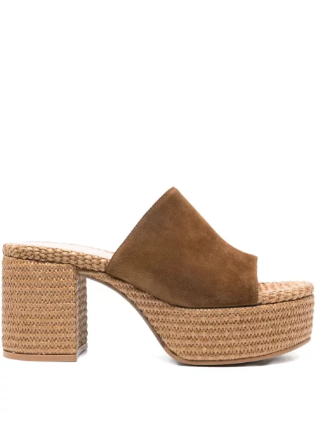 Sandale Gianvito Rossi din piele de căprioară cu platformă maro