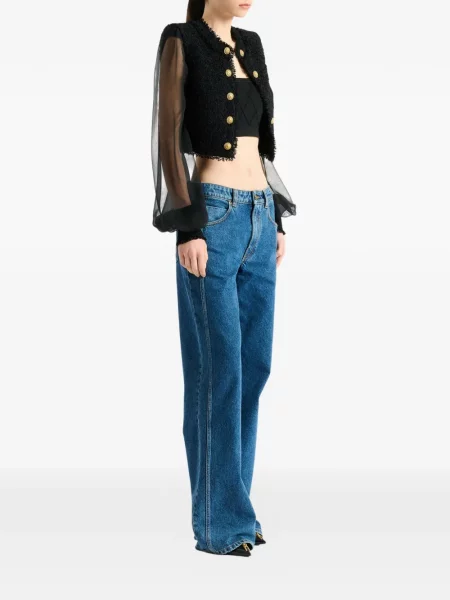 Decupat geacă Balmain din tweed negru