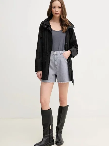 Pepe Jeans szorty jeansowe A-LINE SHORT UHW RACHEL gładkie high waist szary