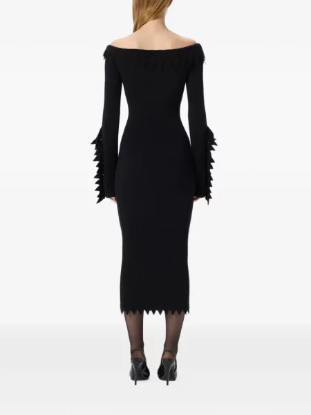 Rochie midi Blumarine cu volane cu umerii deschiși negru