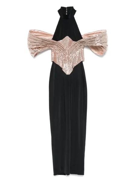 Maksi sukienka maxi Mitiliane Couture z gorsetem garniturowa czarna