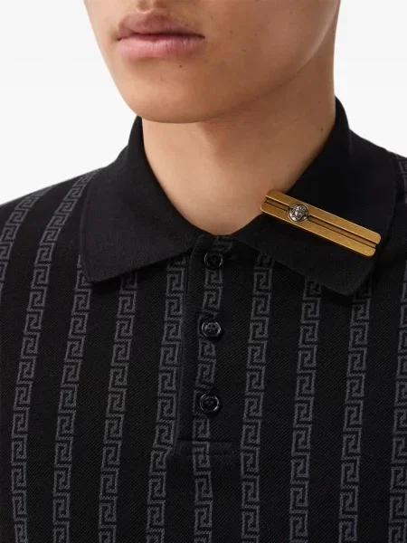 Tricou polo Versace din jacard negru