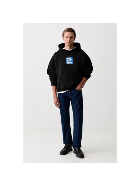 Bluza z kapturem Karl Lagerfeld z logo czarna