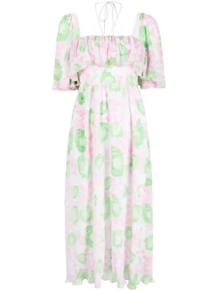 Rochie midi Ganni până la genunchi de costum roz