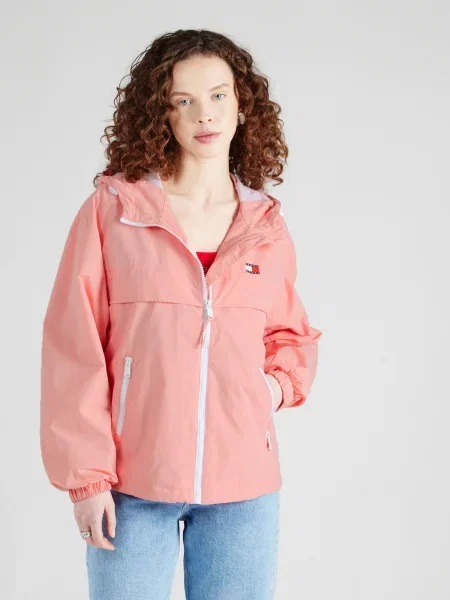 Tommy Jeans Jakna protiv vjetra Chicago Ružičasta bijela