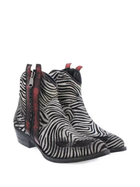 Botine Paris Punk cu imagine cu model zebră alb