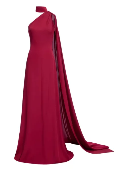 Rochie maxi Elie Saab cu un umăr gol de costum roșu
