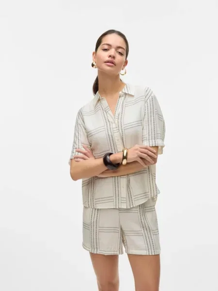 VERO MODA Bluză VMJOSIE BERTA oliv alb
