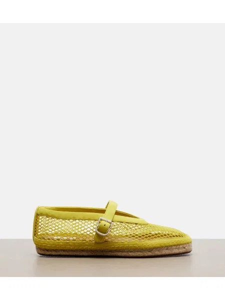 Espadrile Alaïa din piele de căprioară de plasă galben