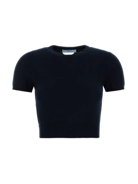 Sweter Prada z dekoltem w serek niebieski
