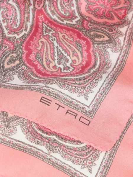 Fular Etro de mătase cu model paisley roz